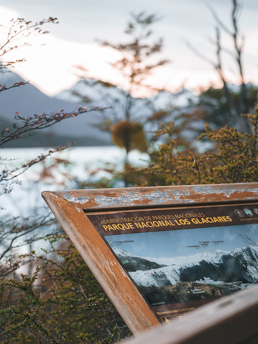 Photographie d'un panneau en Patagonie