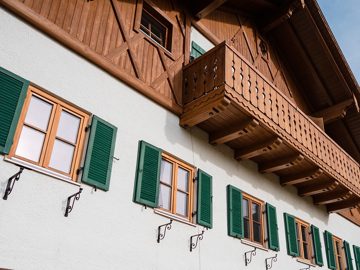 Photographie zoomée d'une maison en Bavière